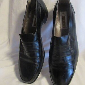 Lidfort Black Italian Leather Slip on Loafers, Made in Italy Size 8.5      M422